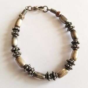 Handmade silver tone beads bracelet boho bohemian style